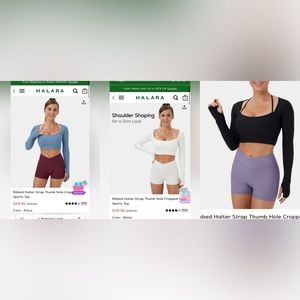Halara 3 Piece Bundle: NEW Ribbed Halter Cropped Yoga Sports Top
